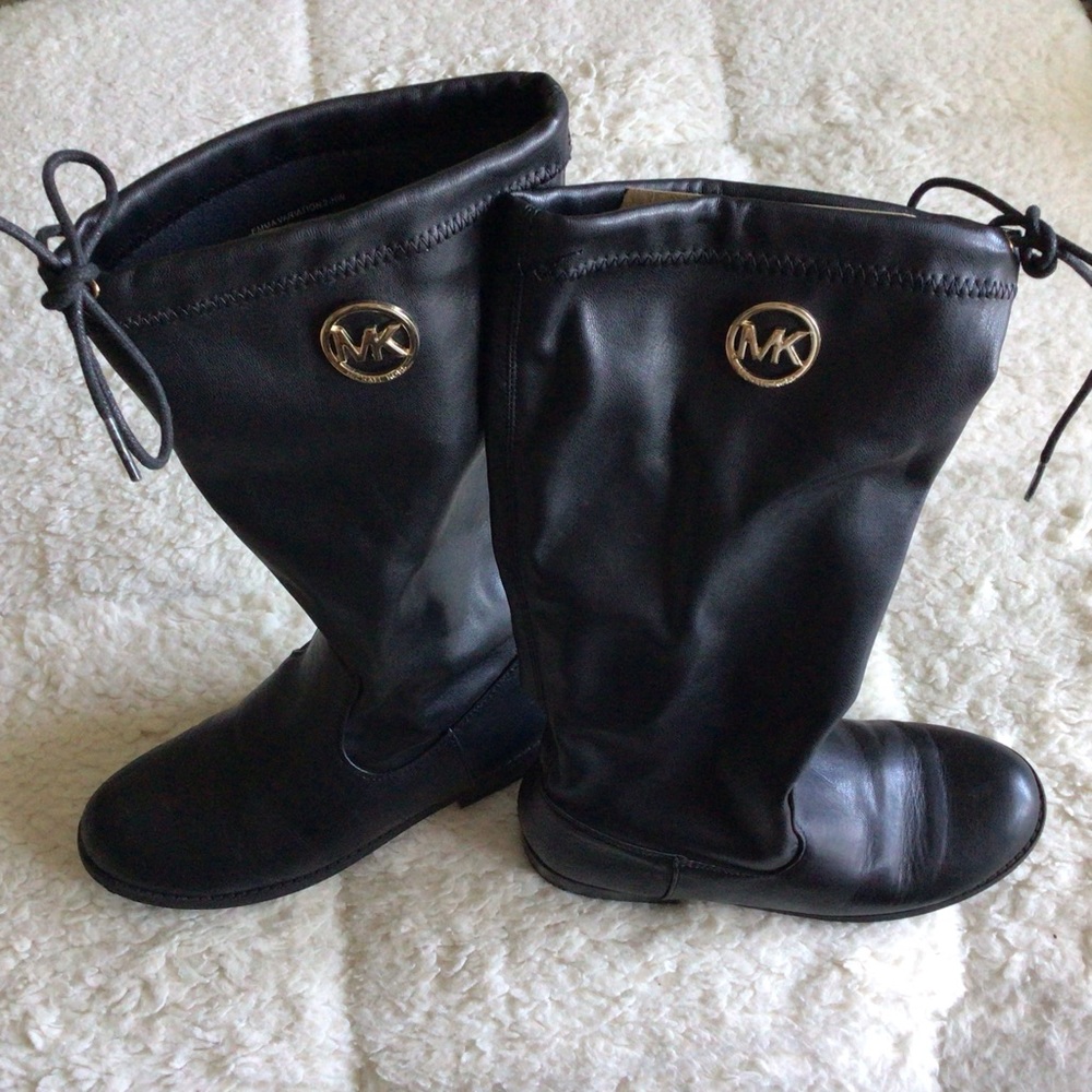 Michael Kors Emma Variation 2-HW Black Drawstring Below the Knee Boots TEENs - Picture 4 of 13